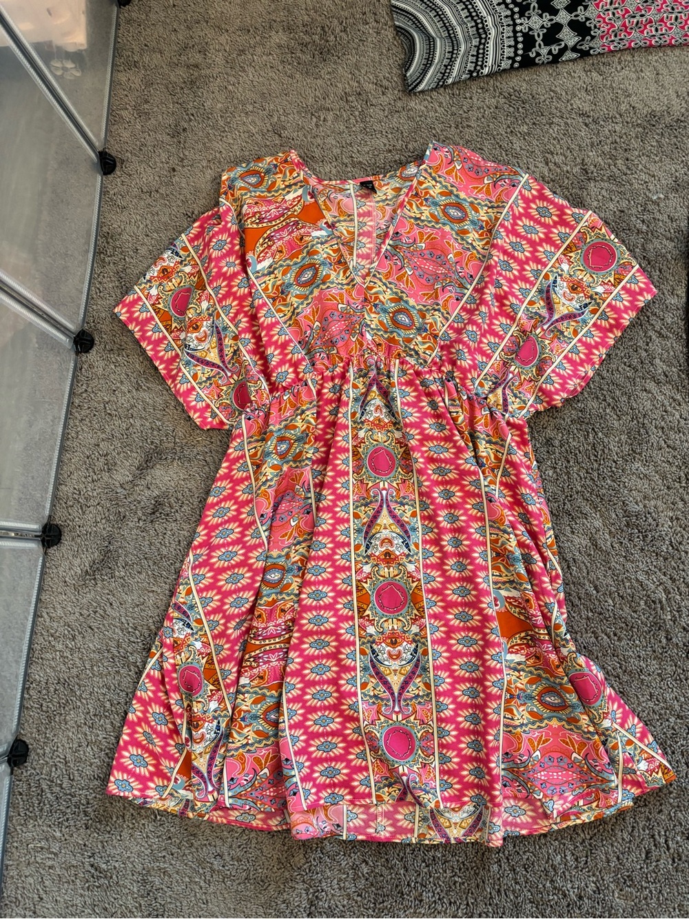 SHEIN Pink Multicolor Paisley Print Casual Dress